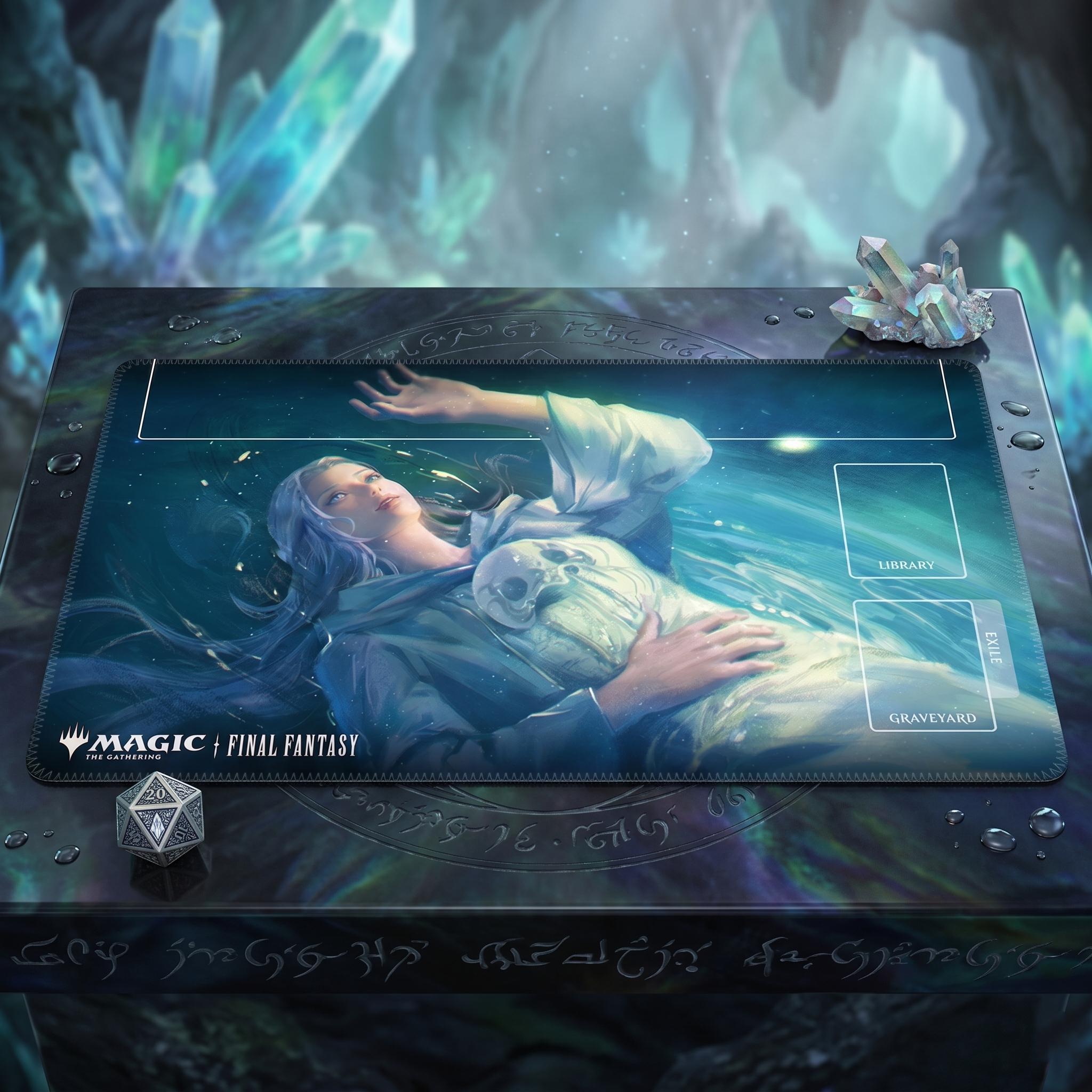 Final Fantasy VII Aerith MTG Playmat with Zones | Stitched Edge TCG Card Game Mat | Magic the Gathering Accessory