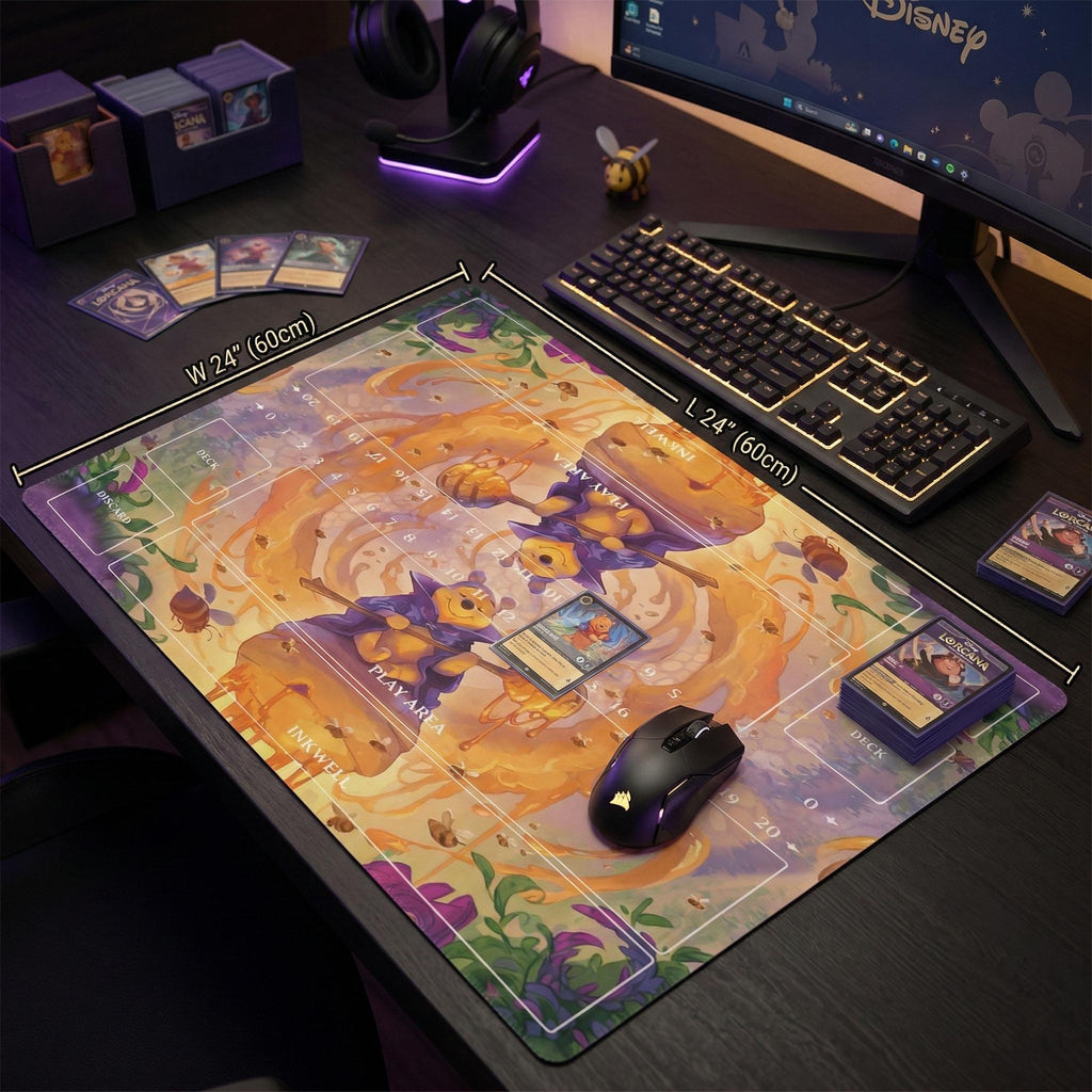 Duo Lorcana Playmat | 2 Player TCG Battle Mat | Multi-Color Lorcana Duo Mat | Two-Player Layout | 24 x 24 inches