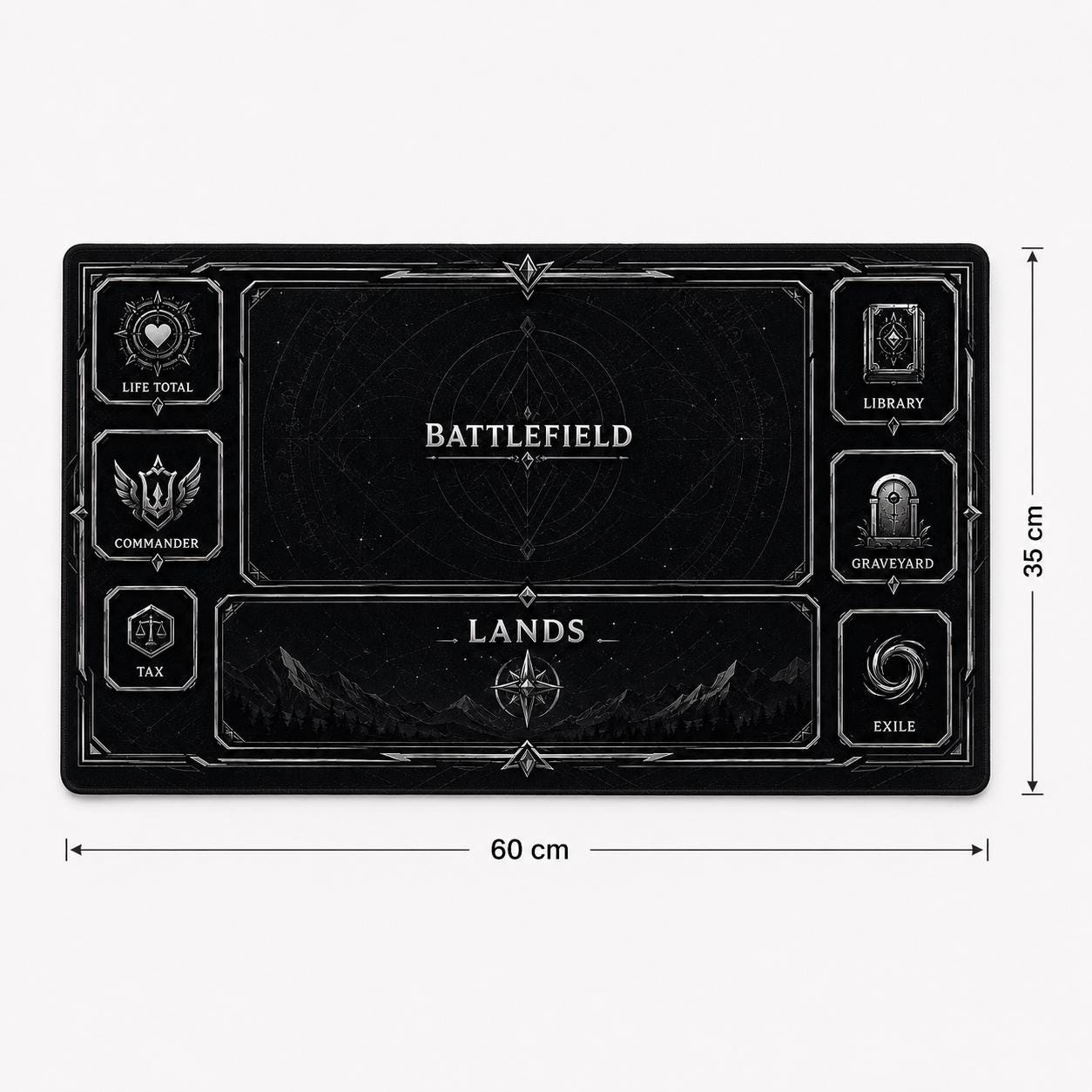 Commander Playmat with Zones – 24" x 14" MTG EDH Learning Mat, New Player Gift & Trading Card Game Accessory