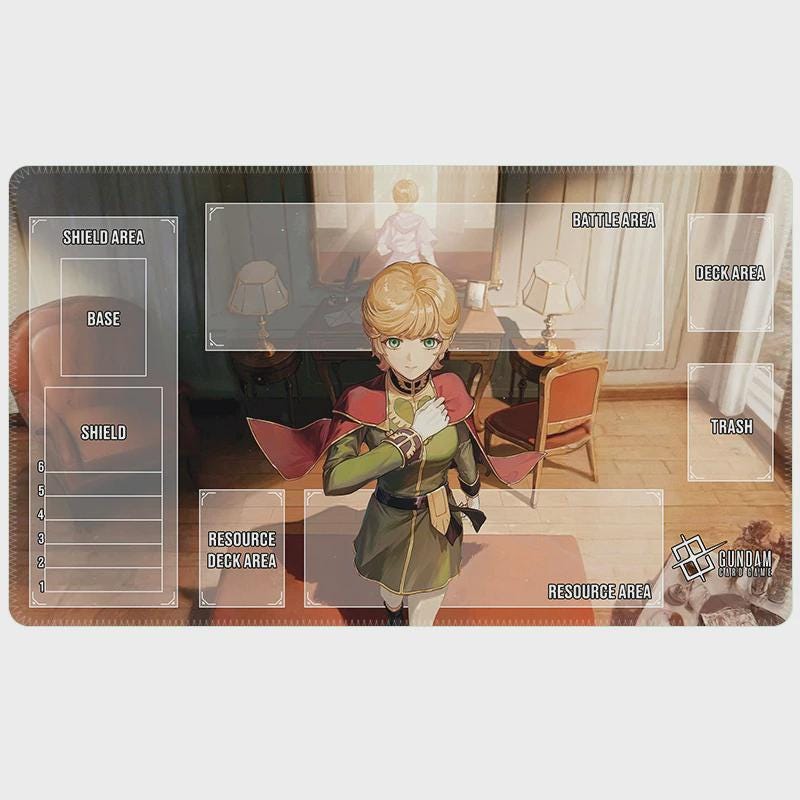 Gundam Card Game Playmat Audrey Burne Mineva Lao Zabi – GCG TCG Desk Mat with Zones – 24x14 Pro Gaming Mat – Mobile Suit Gundam Unicorn Mat