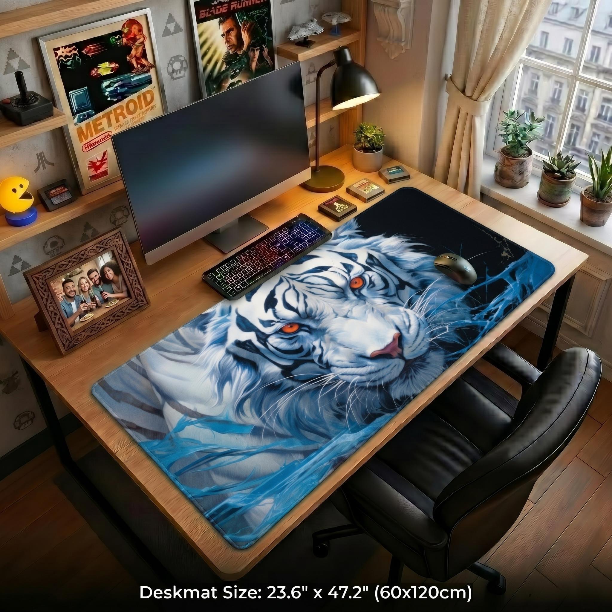 White Tiger Desk Mat | Available in multiple sizes
