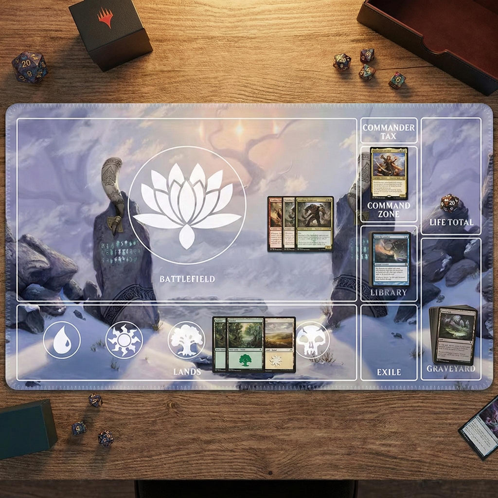 Magic The Gathering Playmat | MTG Commander EDH Playmat | Custom TCG Gaming Mat with Stitched Edges | Card Game Desk Mat | 24x14 Playmat