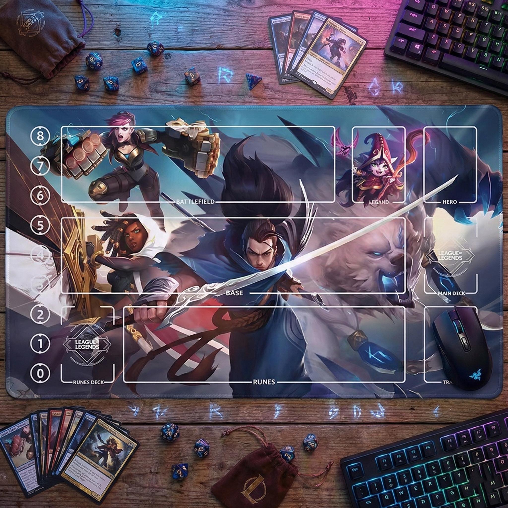 Yasuo Vi Senna Lulu Volibear League of Legends Riftbound Playmat