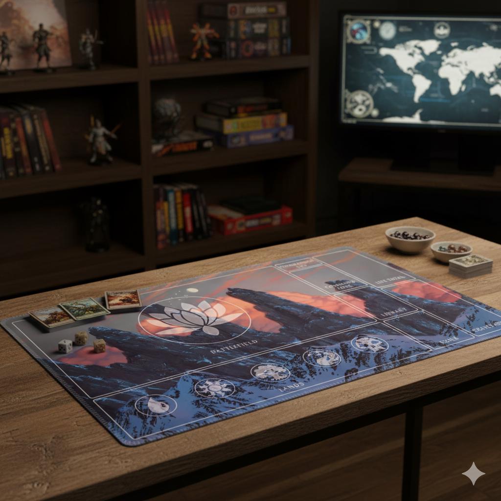 Snowy Mountain Sunset Art MTG Playmat