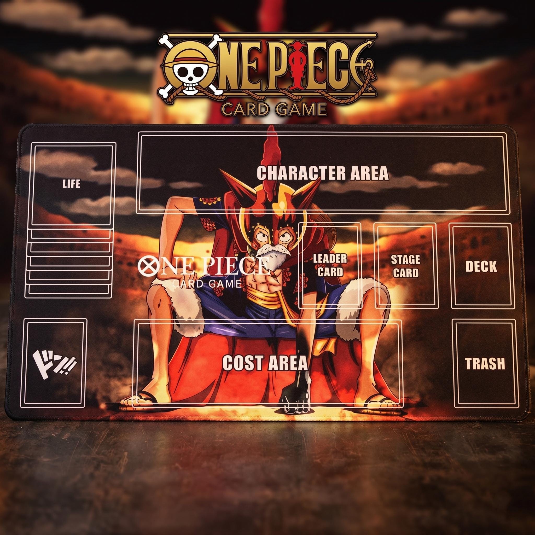 One Piece Card Game Playmat - Lucy (Luffy) TCG Mat with Zones - OPTCG Accessories - High-Quality TCG Game Mat