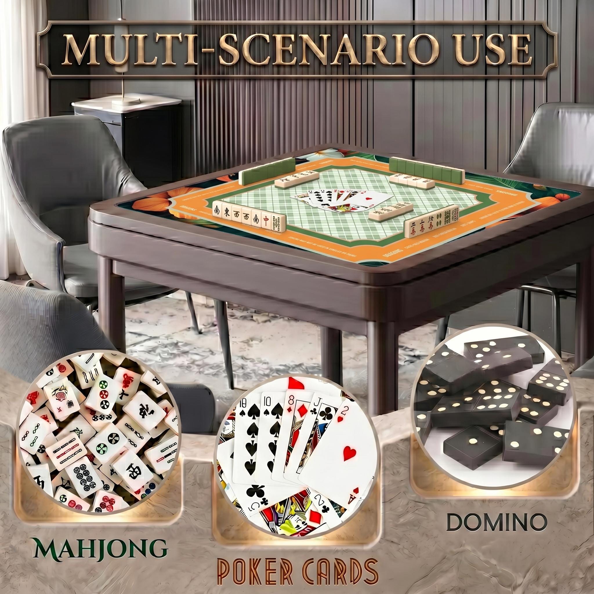 Mahjong Mat Tropical Botanical Plaid Center