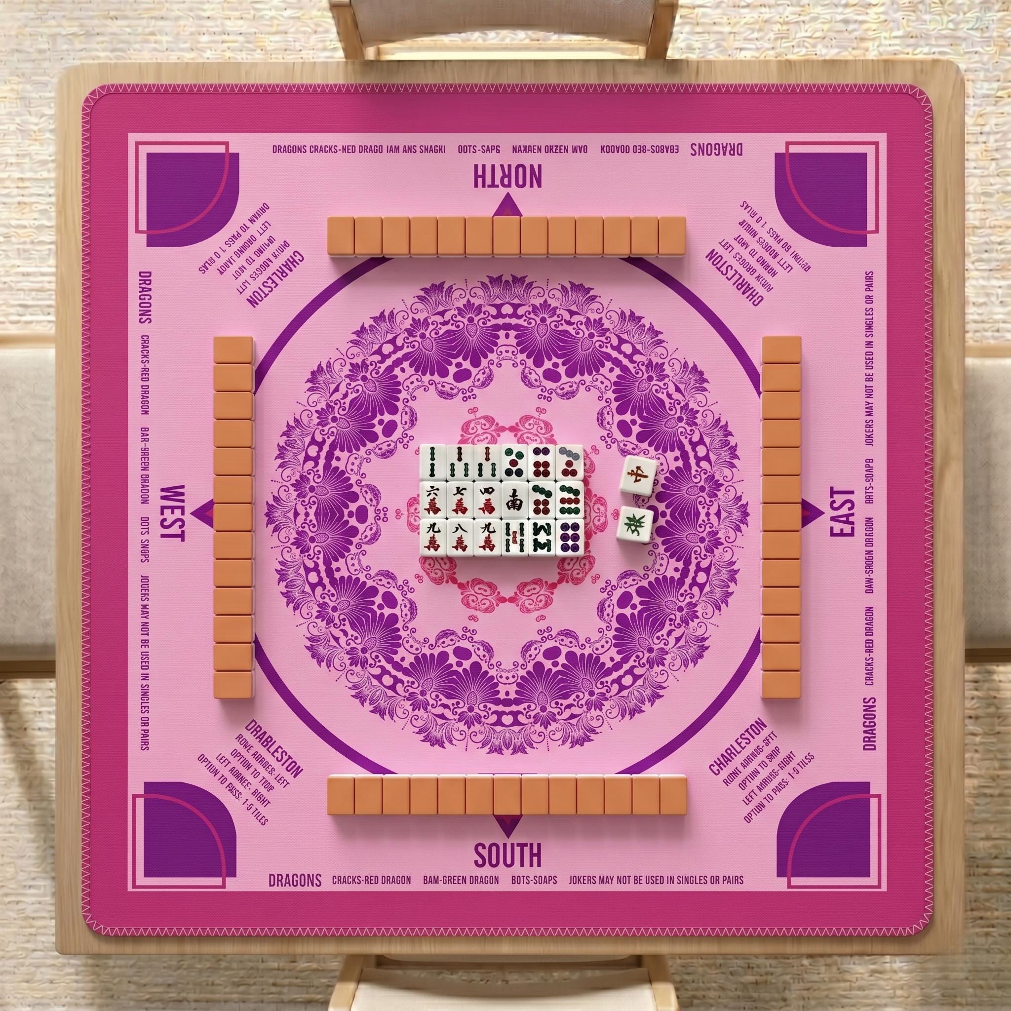 Mahjong Mat with Instructions and Charleston Rules