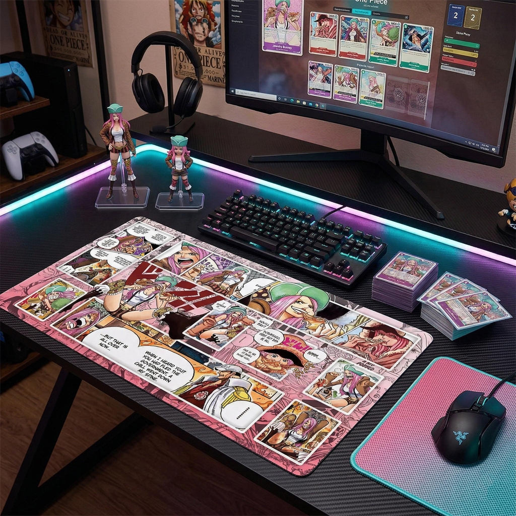 Jewelry Bonney One Piece Playmat - TCG Mat for One Piece Card Game - Pink Anime Desk Mat - Custom TCG Accessories - Large Gaming Mousepad