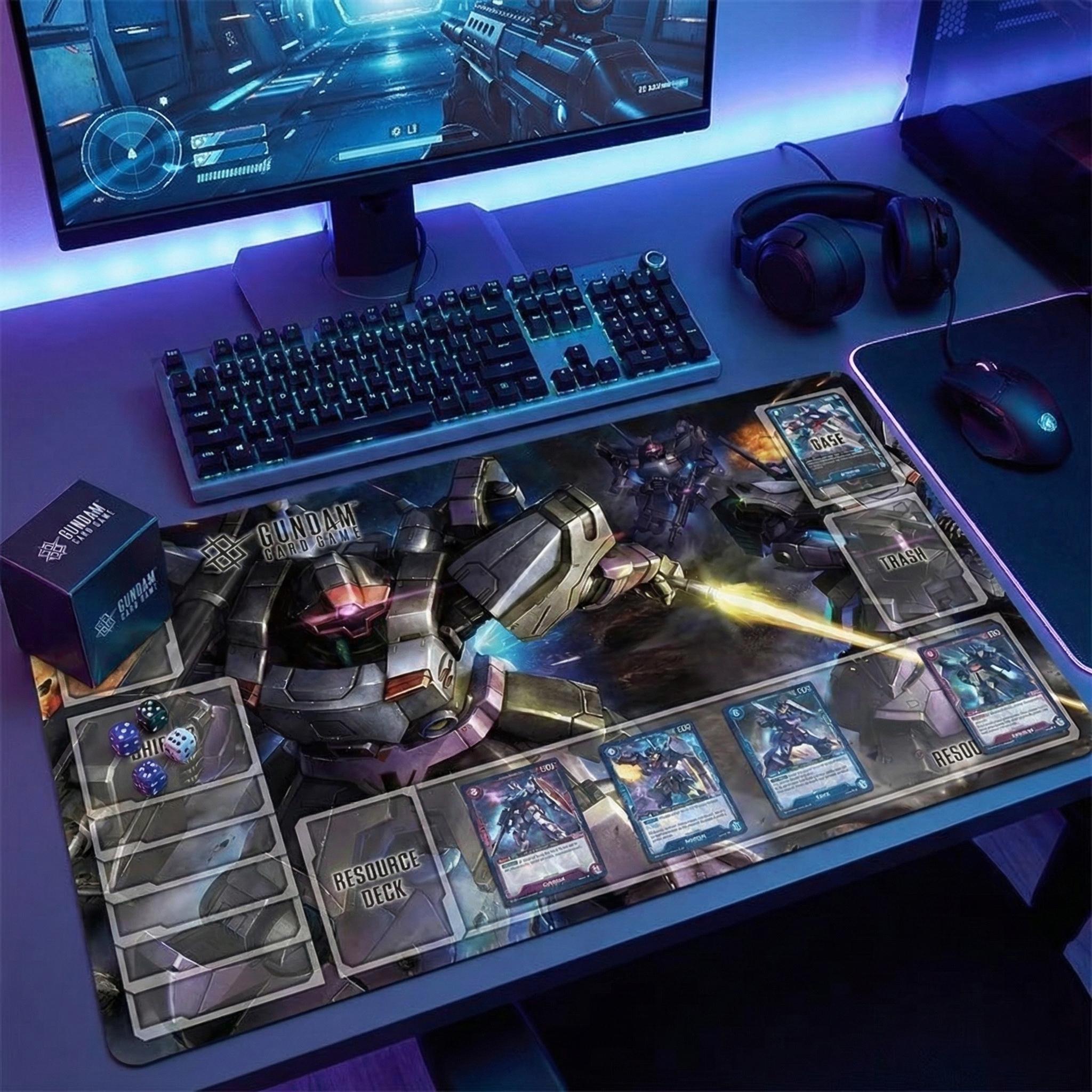 Rick Dom MS-09R Gundam Card Game Playmat with Zones 24x14 TCG Desk Mat Mecha Gaming Accessory Gift for Gamers Card Game Mat TCG Playmat