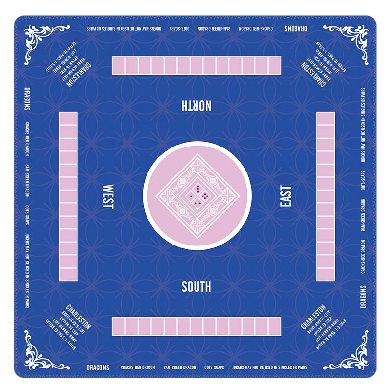 Modern Navy Blue Mahjong Mat with Charleston Rules