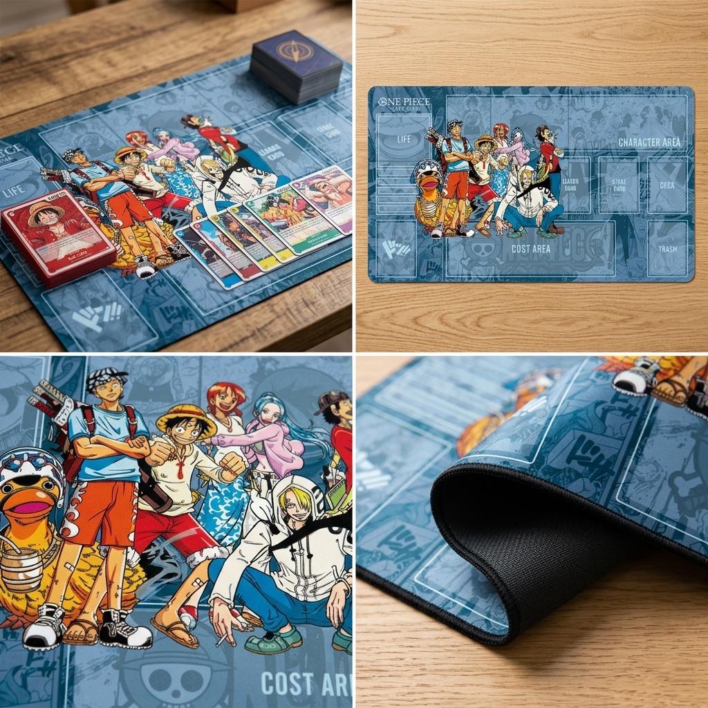 One Piece TCG Playmat with Zones, Custom Anime Card Game Mat, Straw Hat Crew Gaming Desk Mat, Monkey D Luffy Zoro Sanji TCG Playmat, Gift