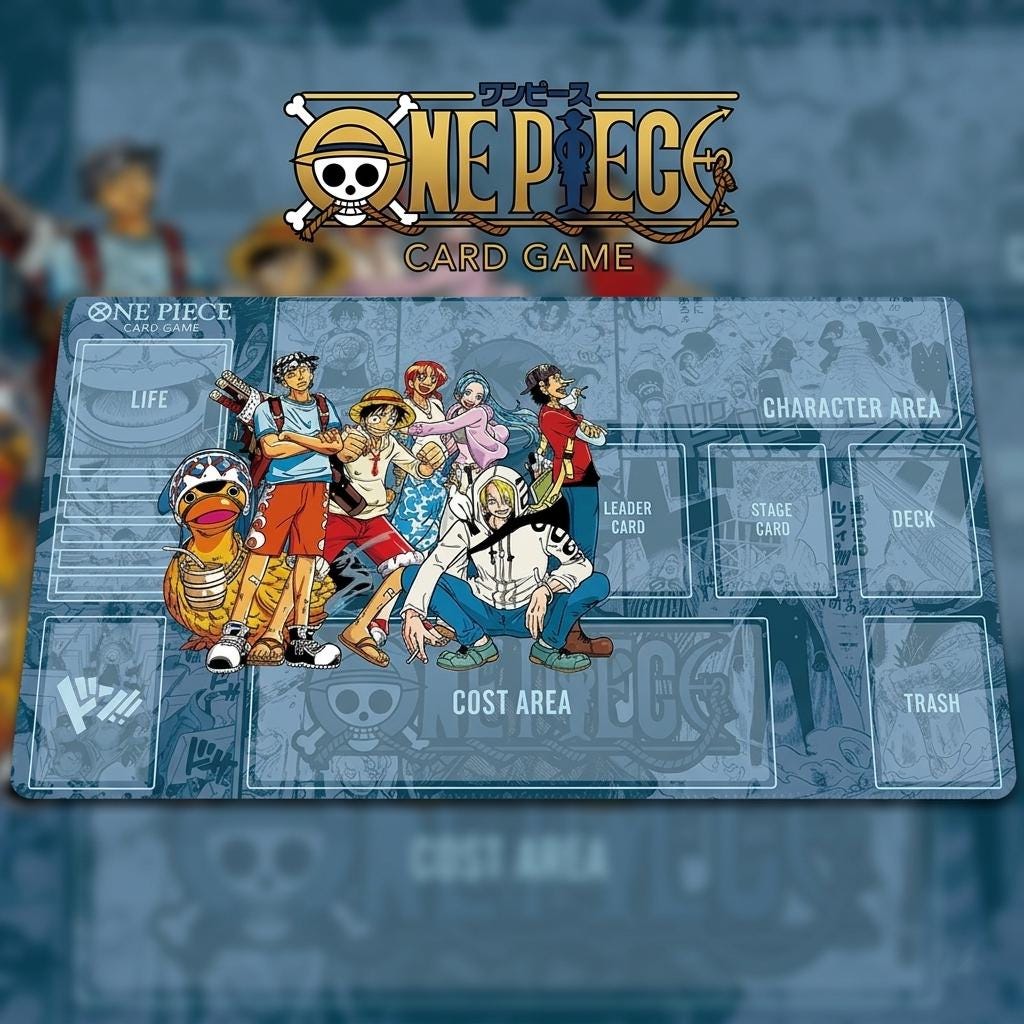 One Piece TCG Playmat with Zones, Custom Anime Card Game Mat, Straw Hat Crew Gaming Desk Mat, Monkey D Luffy Zoro Sanji TCG Playmat, Gift