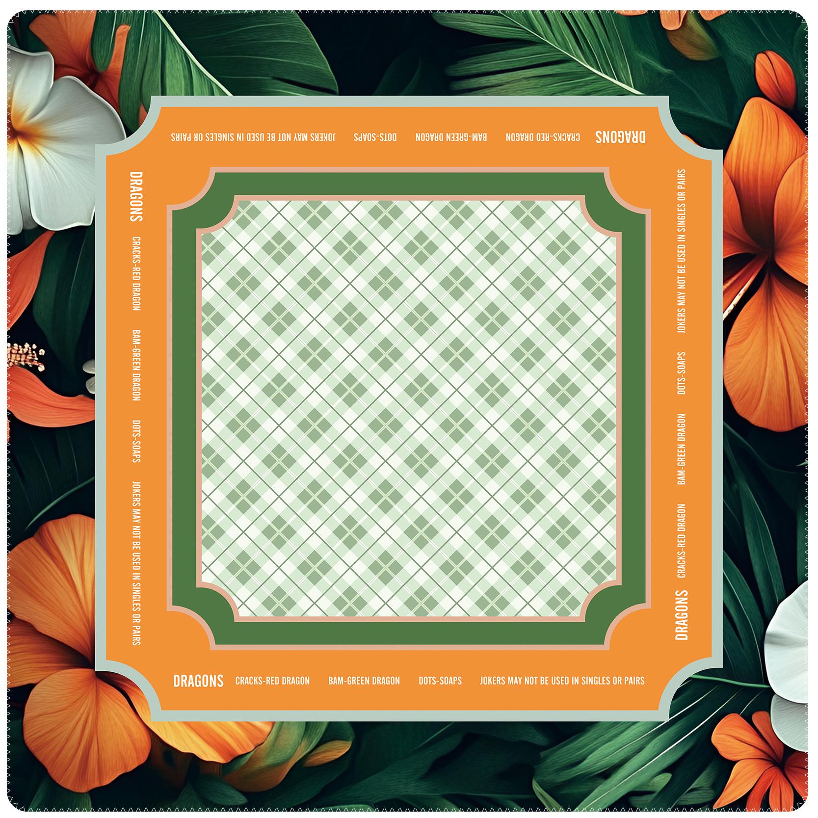 Mahjong Mat Tropical Botanical Plaid Center