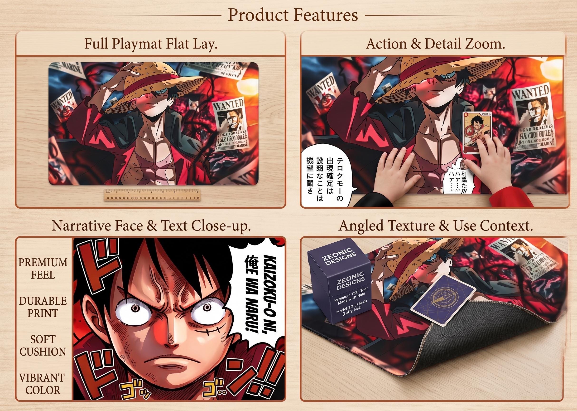 Monkey D. Luffy TCG Playmat, One Piece Card Game Mat, Manga Panel Desk Mat, Anime Mousepad, One Piece TCG Accessory, Gaming Mat