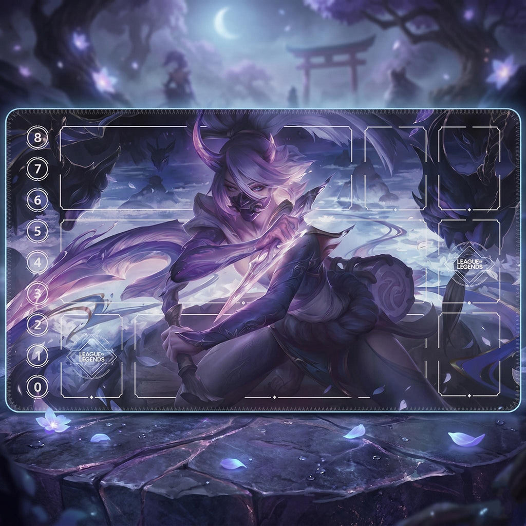 Akali Inspired TCG Riftbound Playmat 24x14, League Card Game Mat with Zones