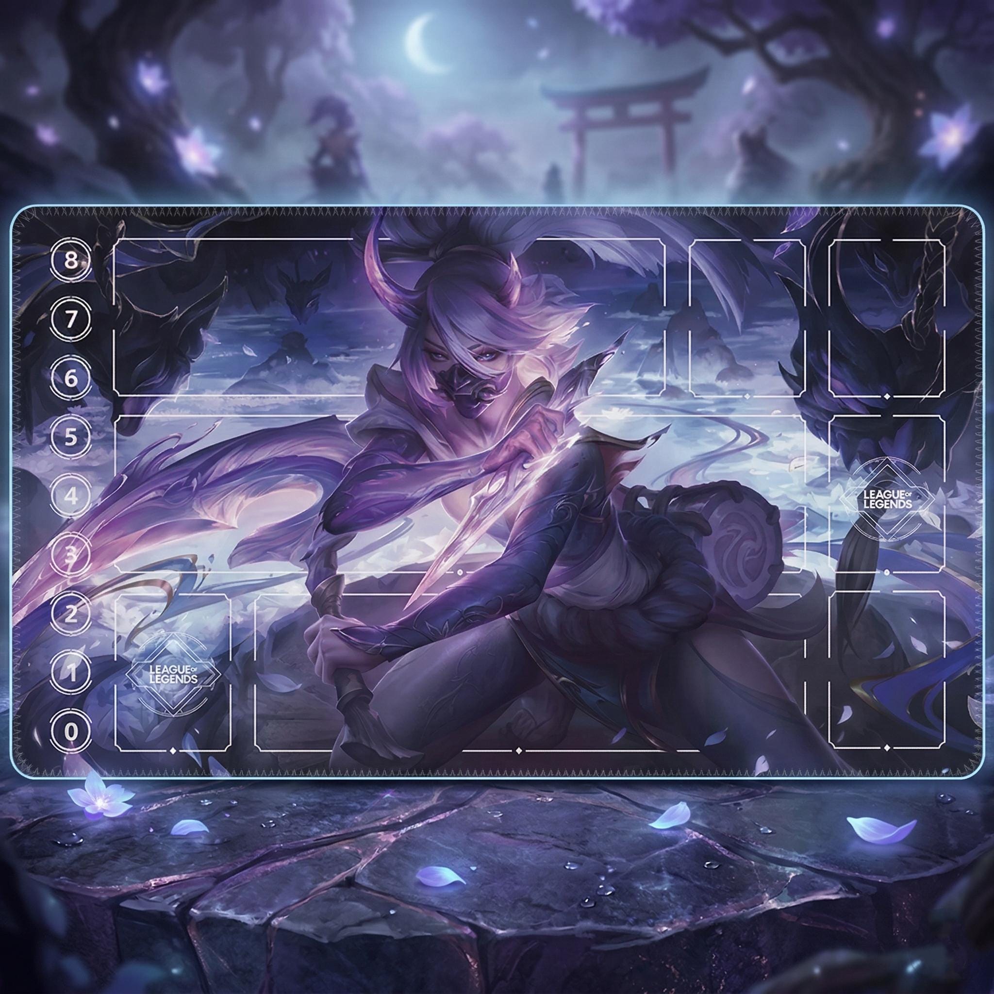 Akali Inspired TCG Riftbound Playmat 24x14, League Card Game Mat with Zones
