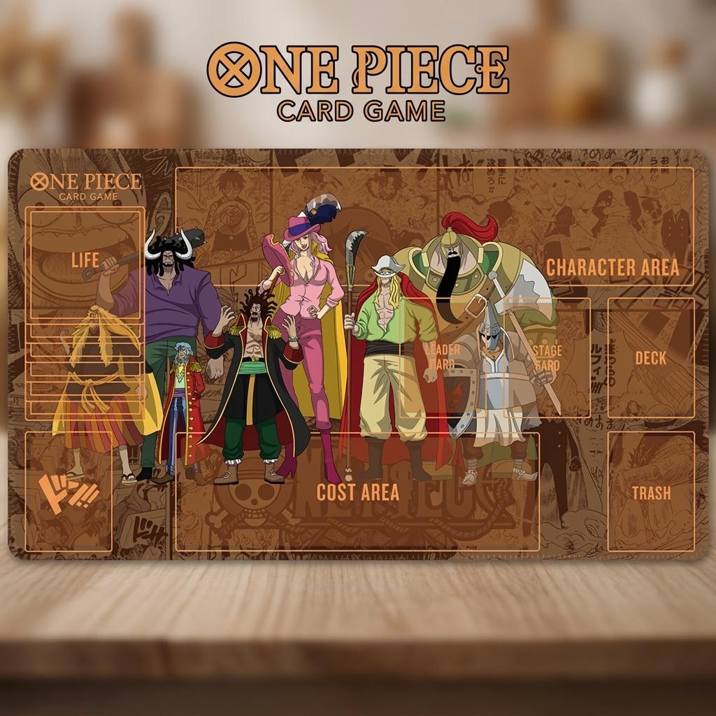 One Piece Card Game Playmat with Zones, Rocks Pirates Playmat, Kaido Whitebeard Big Mom TCG Mat, Custom Anime Desk Mat, TCG Gaming Mousepad