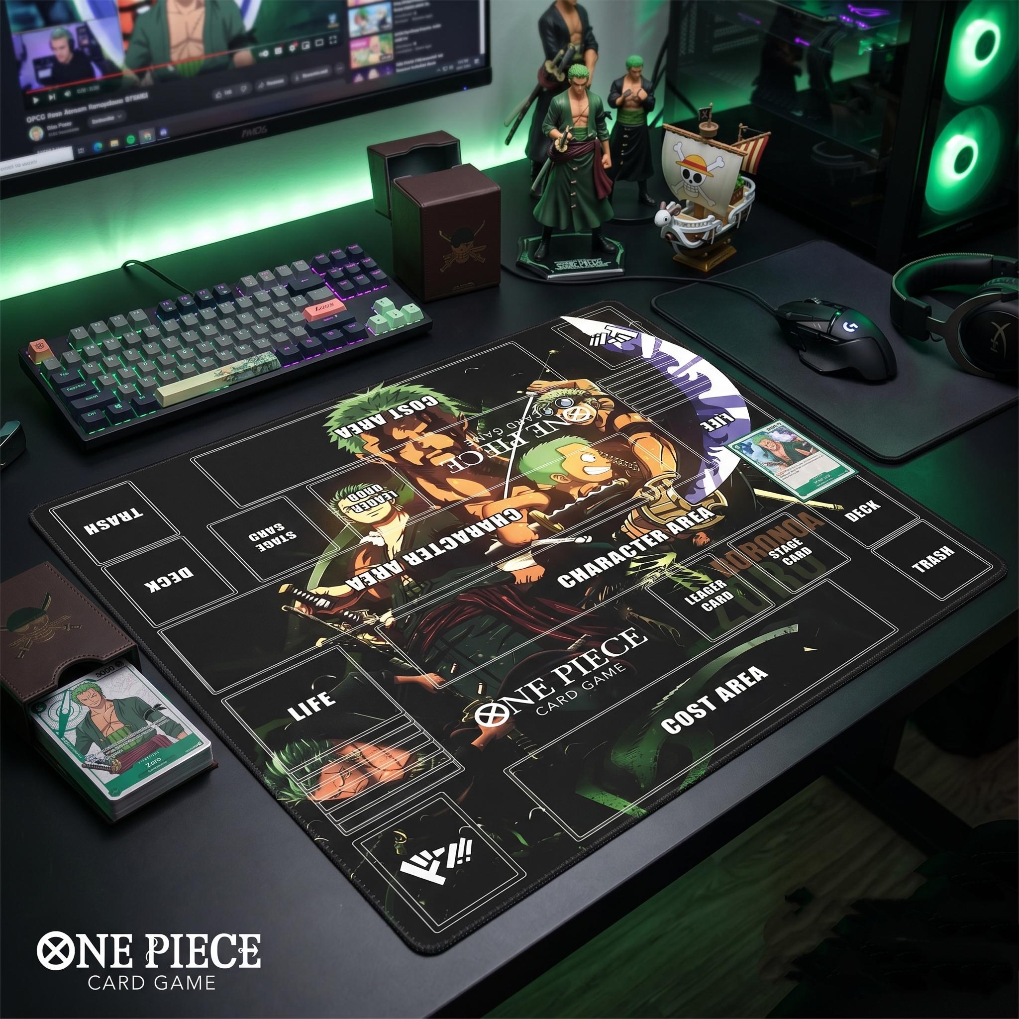 Roronoa Zoro 2 Player Playmat - One Piece Card Game Mat - OPCG TCG Custom Play Mat - Two Person Desk Mat - Anime Card Game Accessories