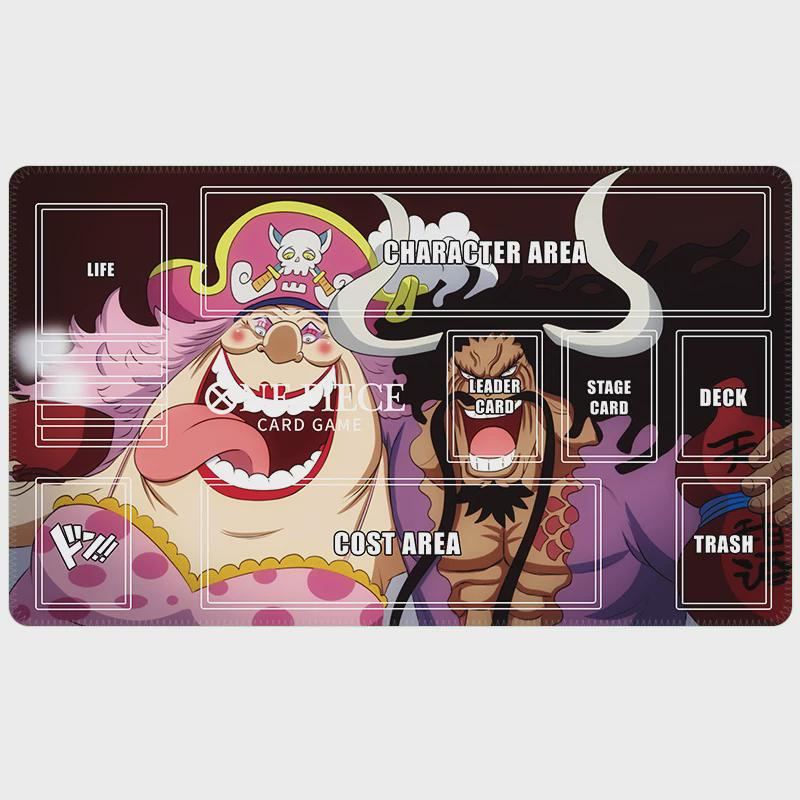 One Piece TCG Playmat with Zones, Big Mom and Kaido Card Game Mat, Emperors of the Sea TCG Desk Mat, Anime Mousepad, Custom Play Mat