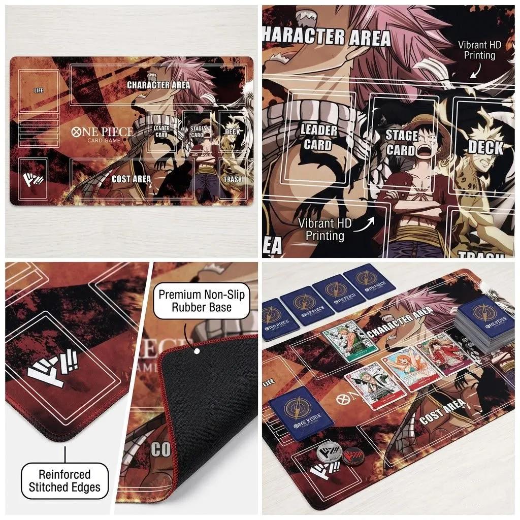 Natsu, Luffy, Naruto, Gintoki Multiverse One Piece Playmat