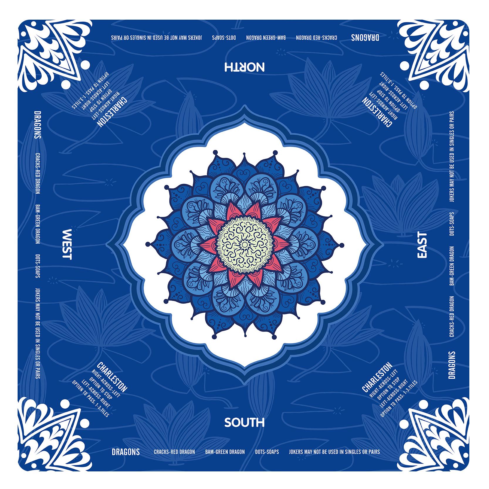 Mandala Mahjong Mat with Instructions, NMJL Play Mat with Charleston Rules, Mahjong Accessories