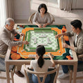 Tropical Botanical Border & Plaid Center Mahjong Playmat with Rule Guide