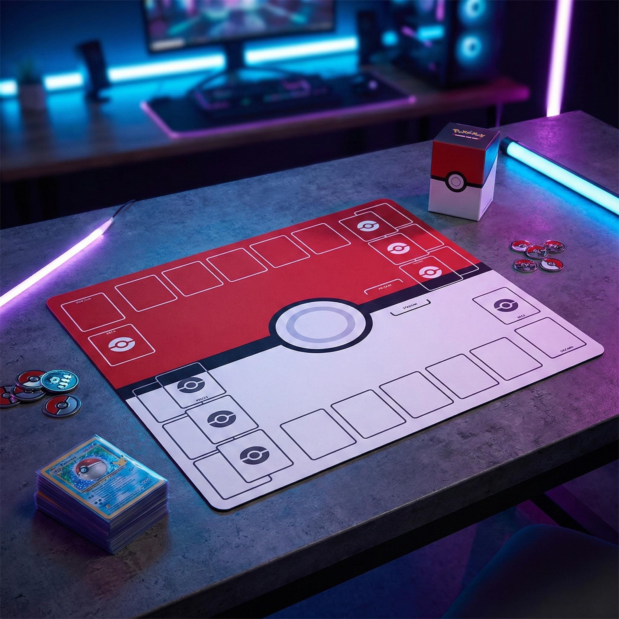 Two Player Pokemon Playmat | Duo PTCG Battle Mat | Double Field Resource & Zones |  24 x 24 inches