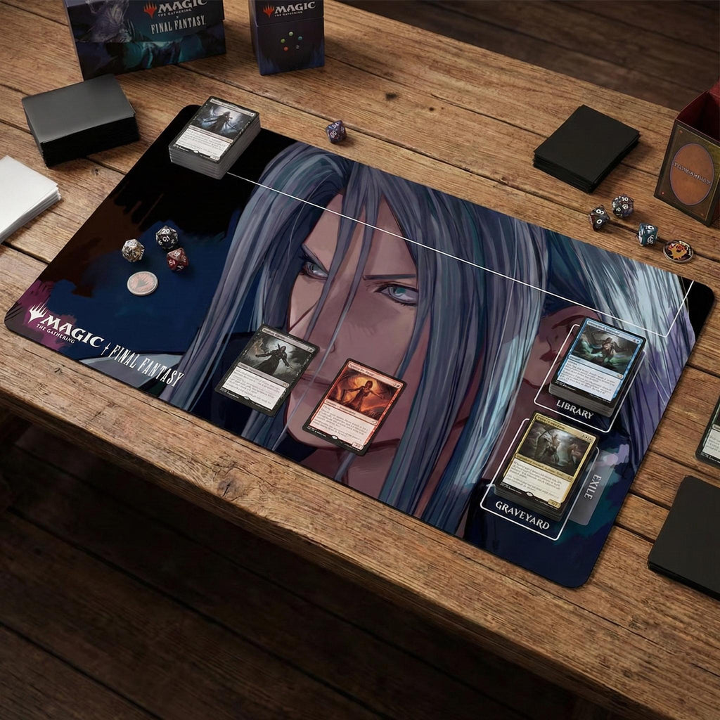 Final Fantasy Sephiroth "One Winged Angel" MTG Playmat, Magic the Gathering Commander Mat, Zoned TCG Desk Mat | 24 x 14 inches FFXIV