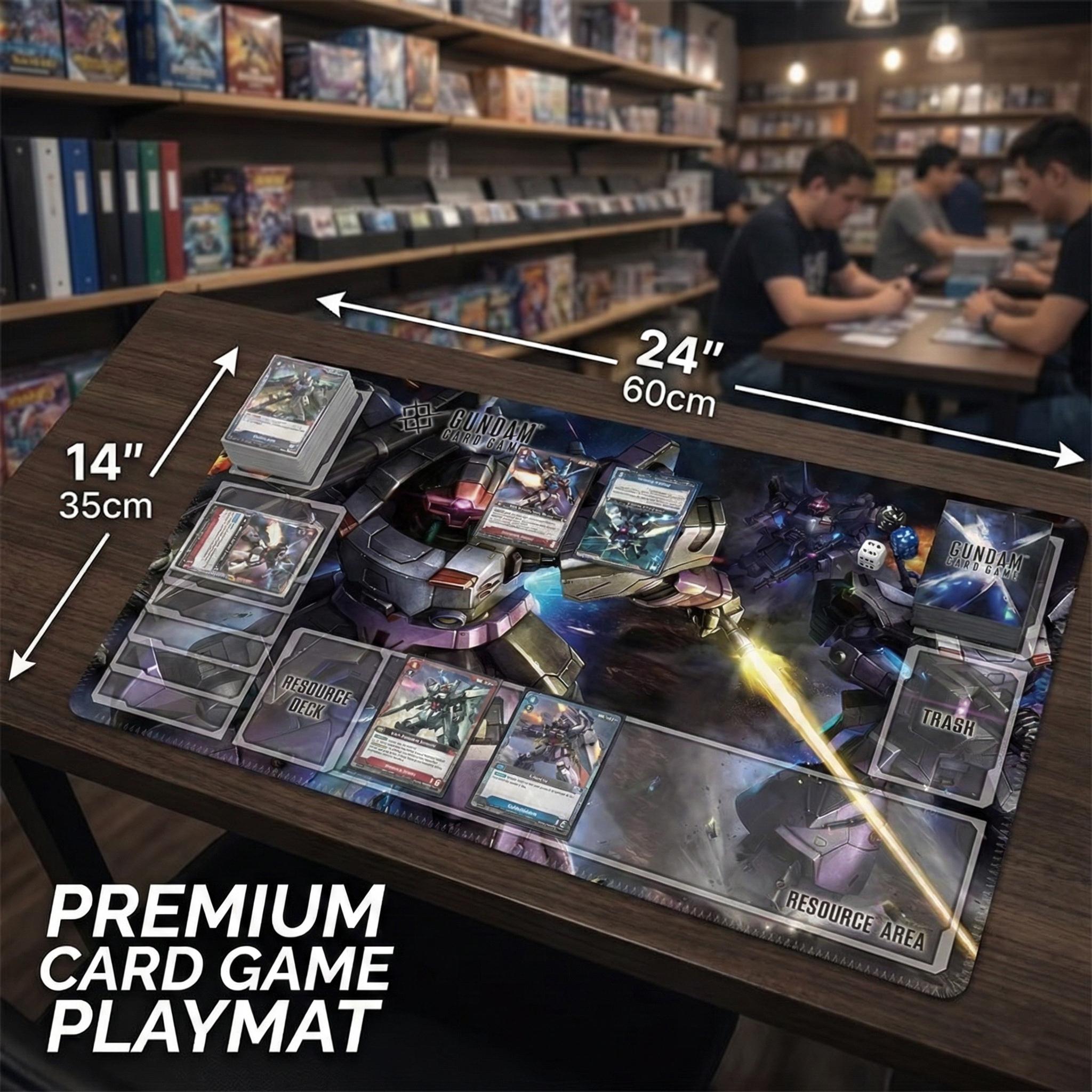 Rick Dom MS-09R Gundam Card Game Playmat with Zones 24x14 TCG Desk Mat Mecha Gaming Accessory Gift for Gamers Card Game Mat TCG Playmat