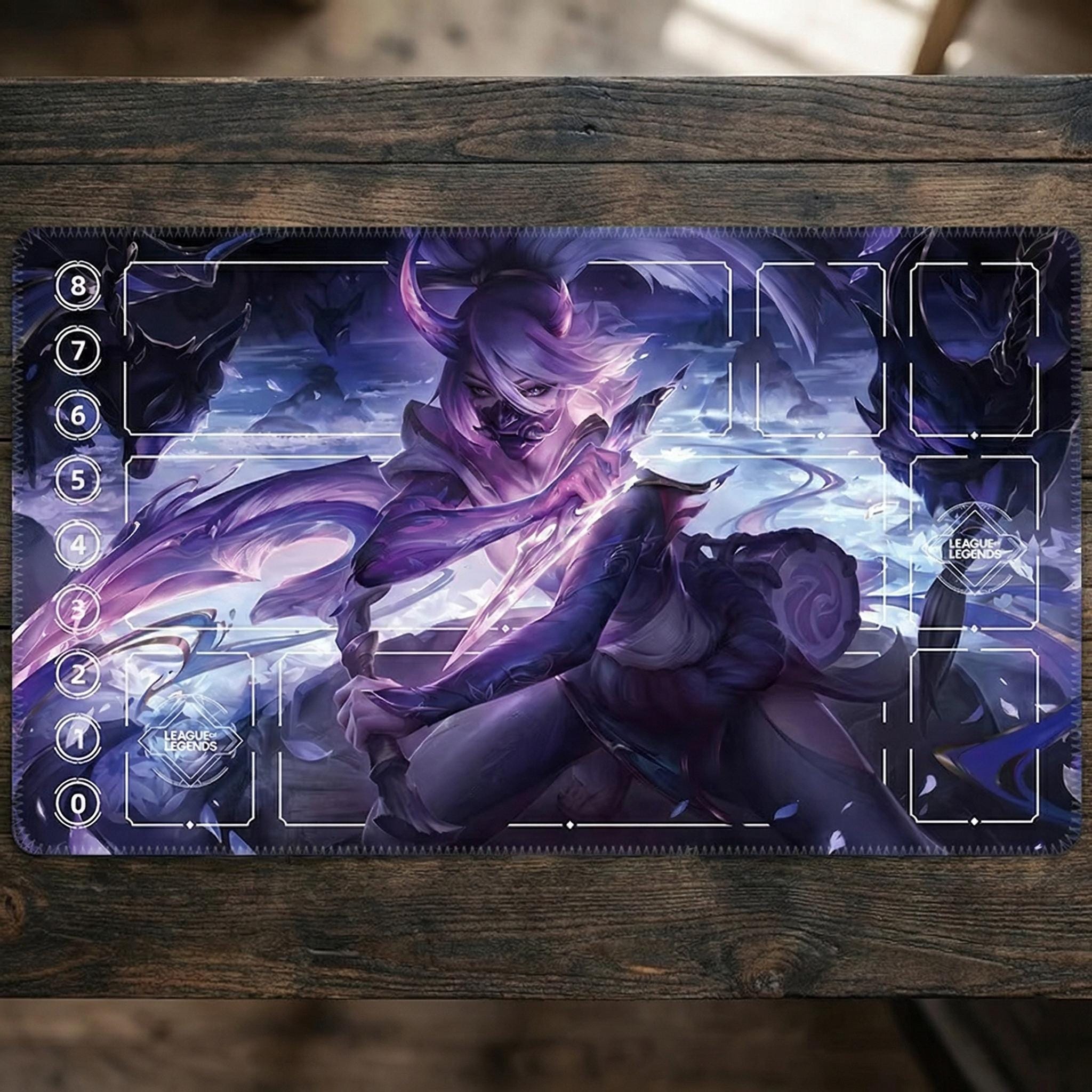 Akali Inspired TCG Riftbound Playmat 24x14, League Card Game Mat with Zones