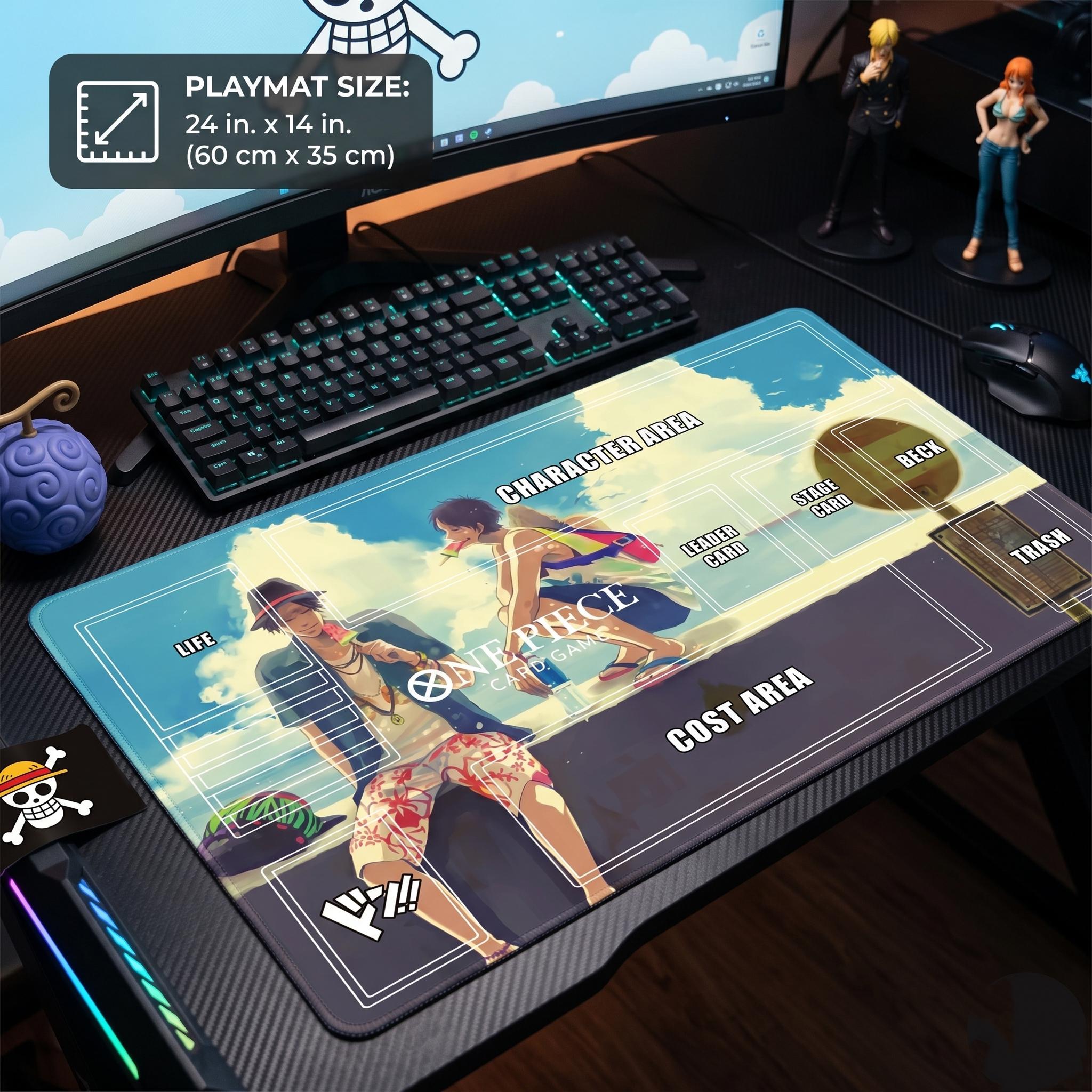 Luffy and Ace Summer Seaside Design One Piece Playmat
