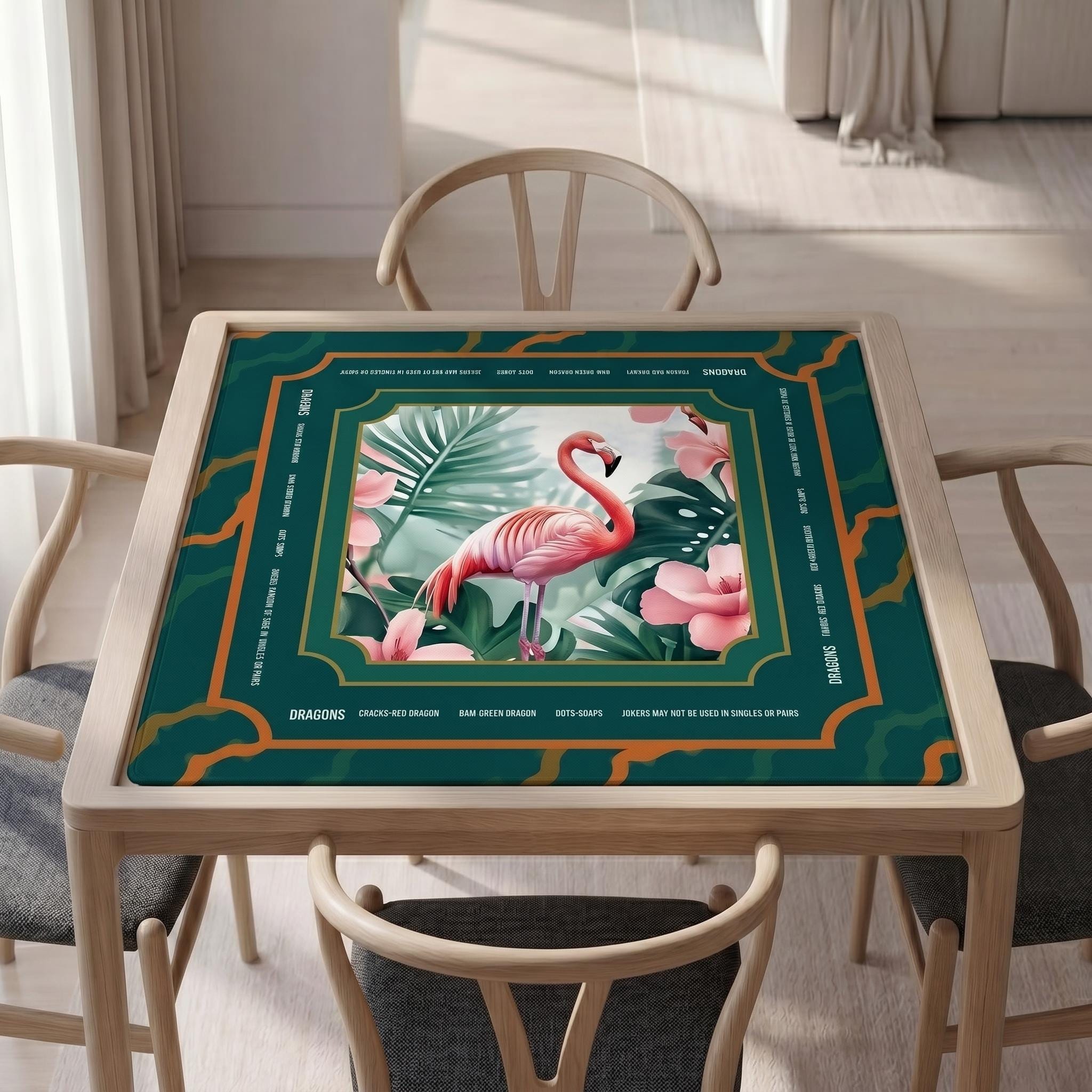 Tropical Botanical Flamingo Mahjong Mat