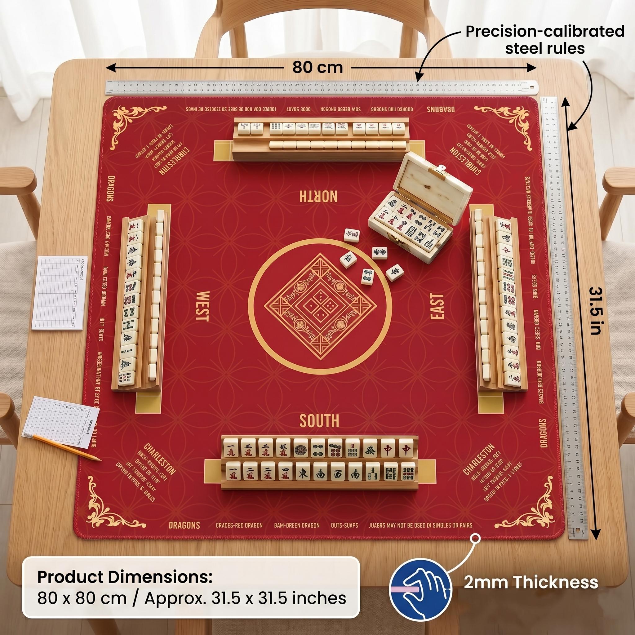 Elegant Red & Gold Mahjong Mat