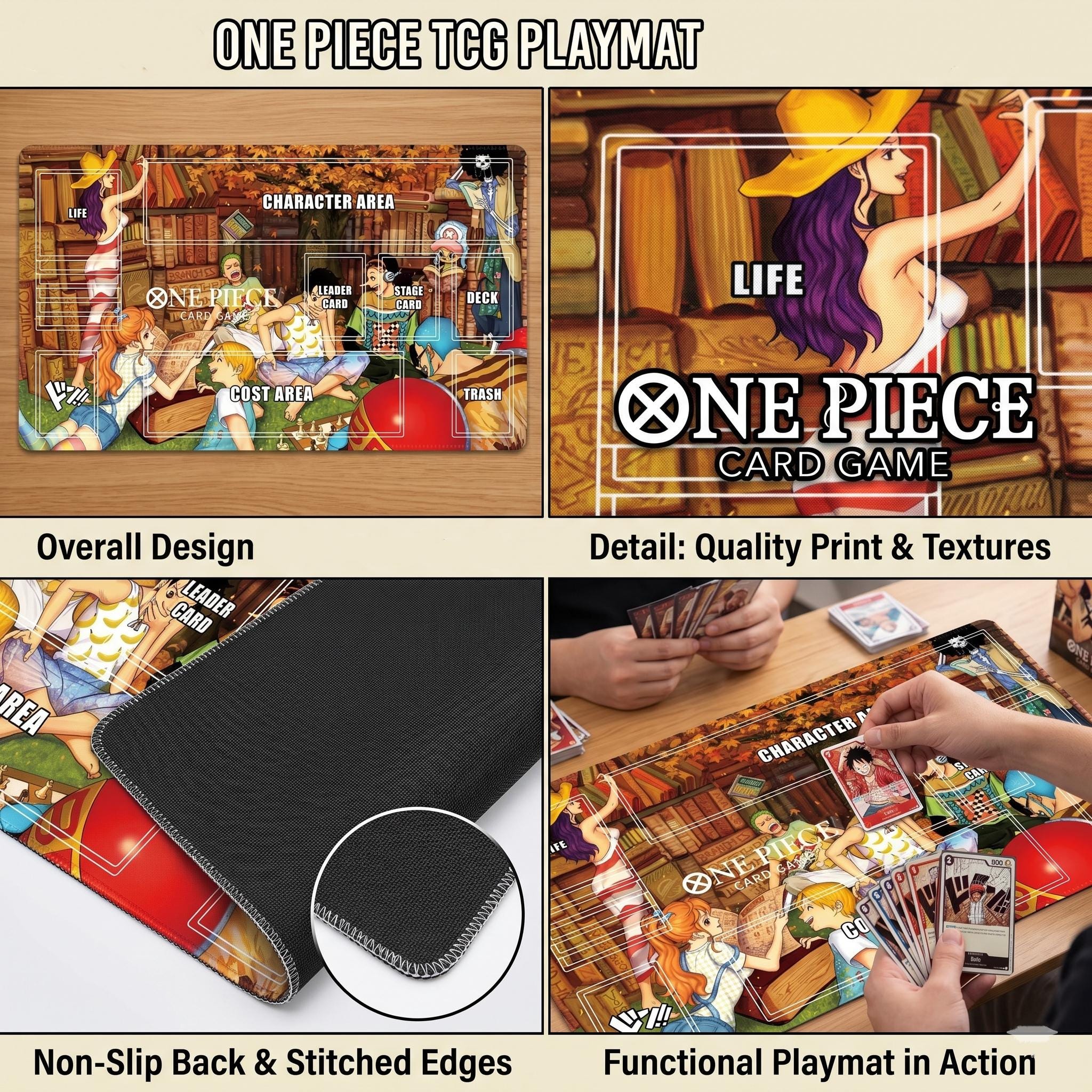 Straw Hat Crew Library One Piece Playmat