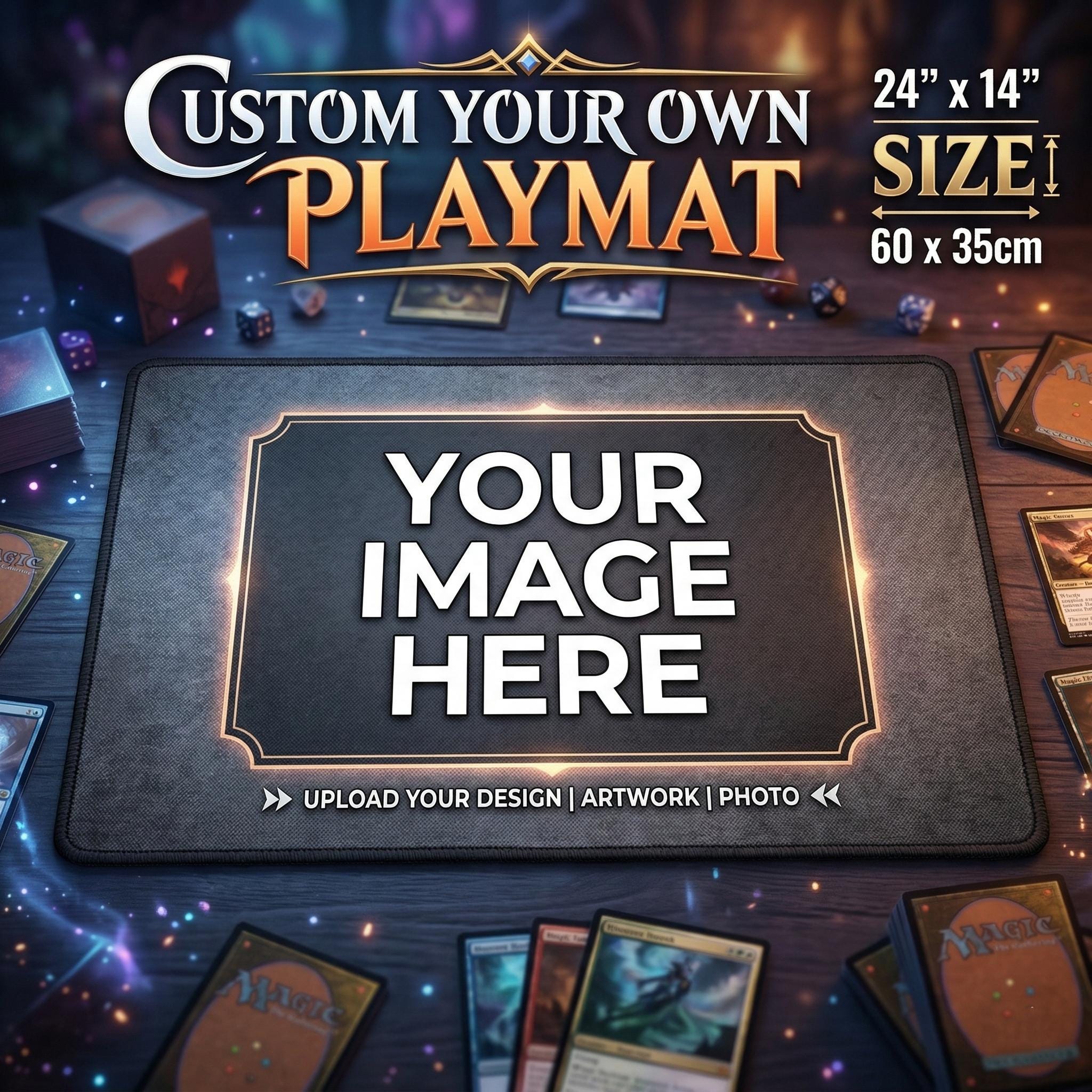 Custom TCG Playmat 24"X14" | Personalized Play Mat | Custom Board Game Mat With Zones | Trading Card Games | Print Your Own Playmat