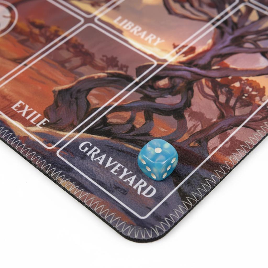 Lotus Flower MTG Mat | Scenic Savanna Art Playmat | 5 Color Mana Zone Layout | Magic The Gathering Commander Surface | TCG Magic