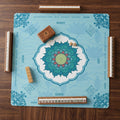 Lotus Flower Mandala Mahjong Mat with Instructions, NMJL Play Mat with Charleston Rules, Mahjong Accessories