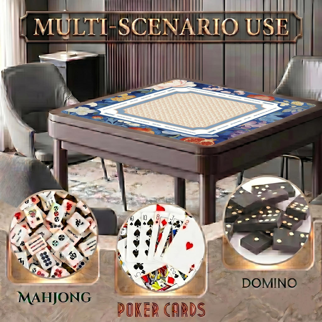 Blue Floral Botanical Mahjong Playmat