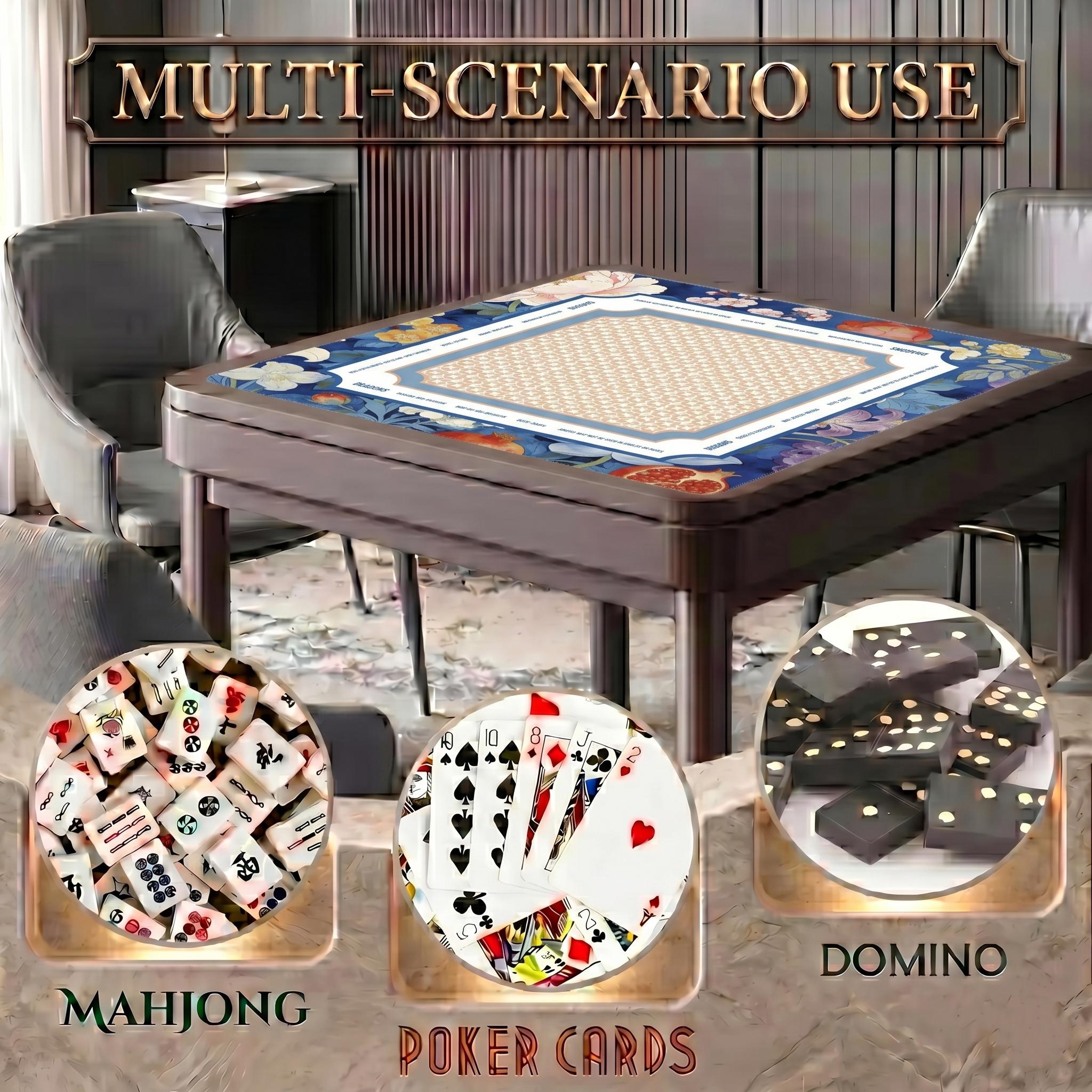 Blue Floral Botanical Mahjong Playmat