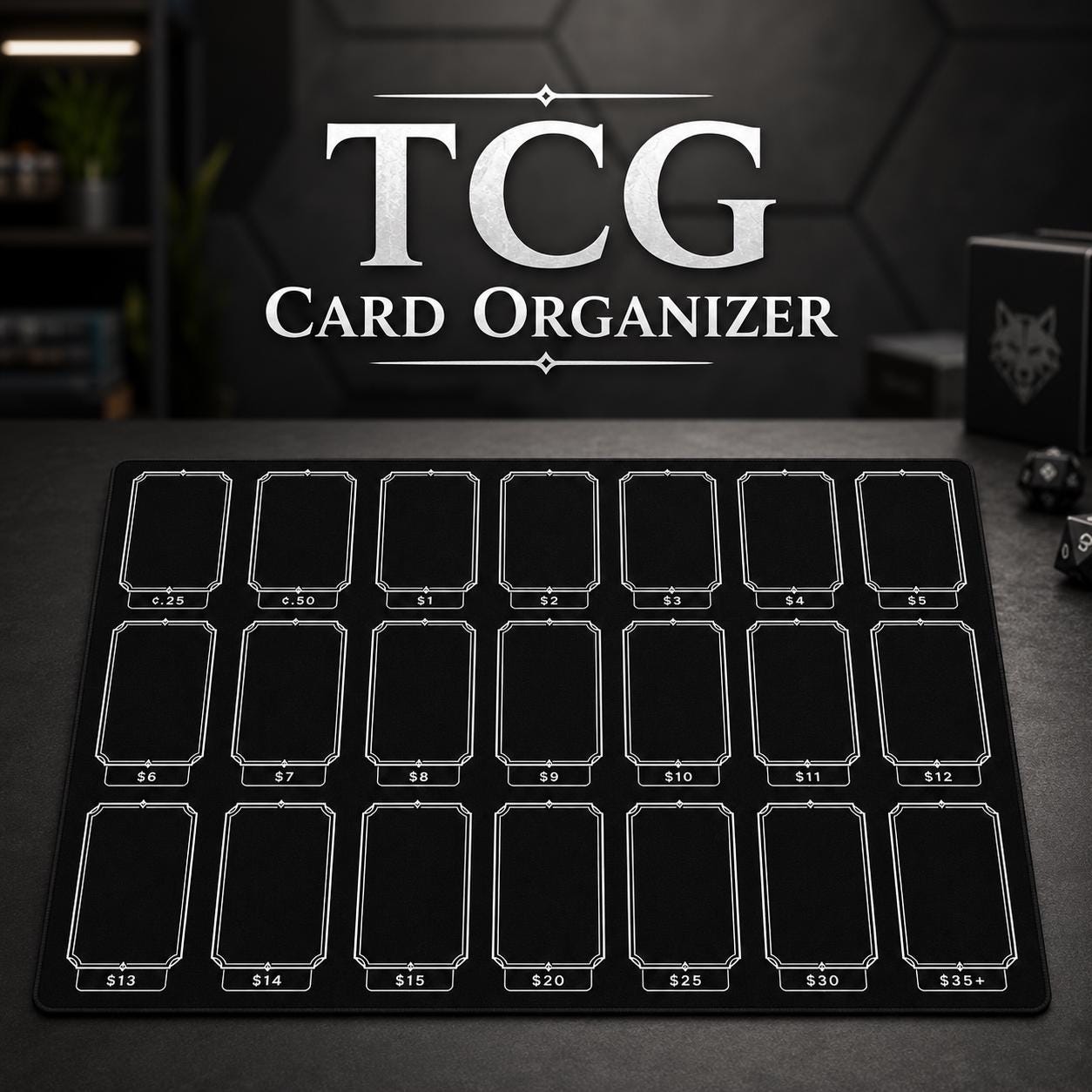 Playmat for TCG Card Pricing | Card Mat Organizer | TCG Selling Mat | Card Vendor Organizer | Game Store Accessory | Collector Sorting
