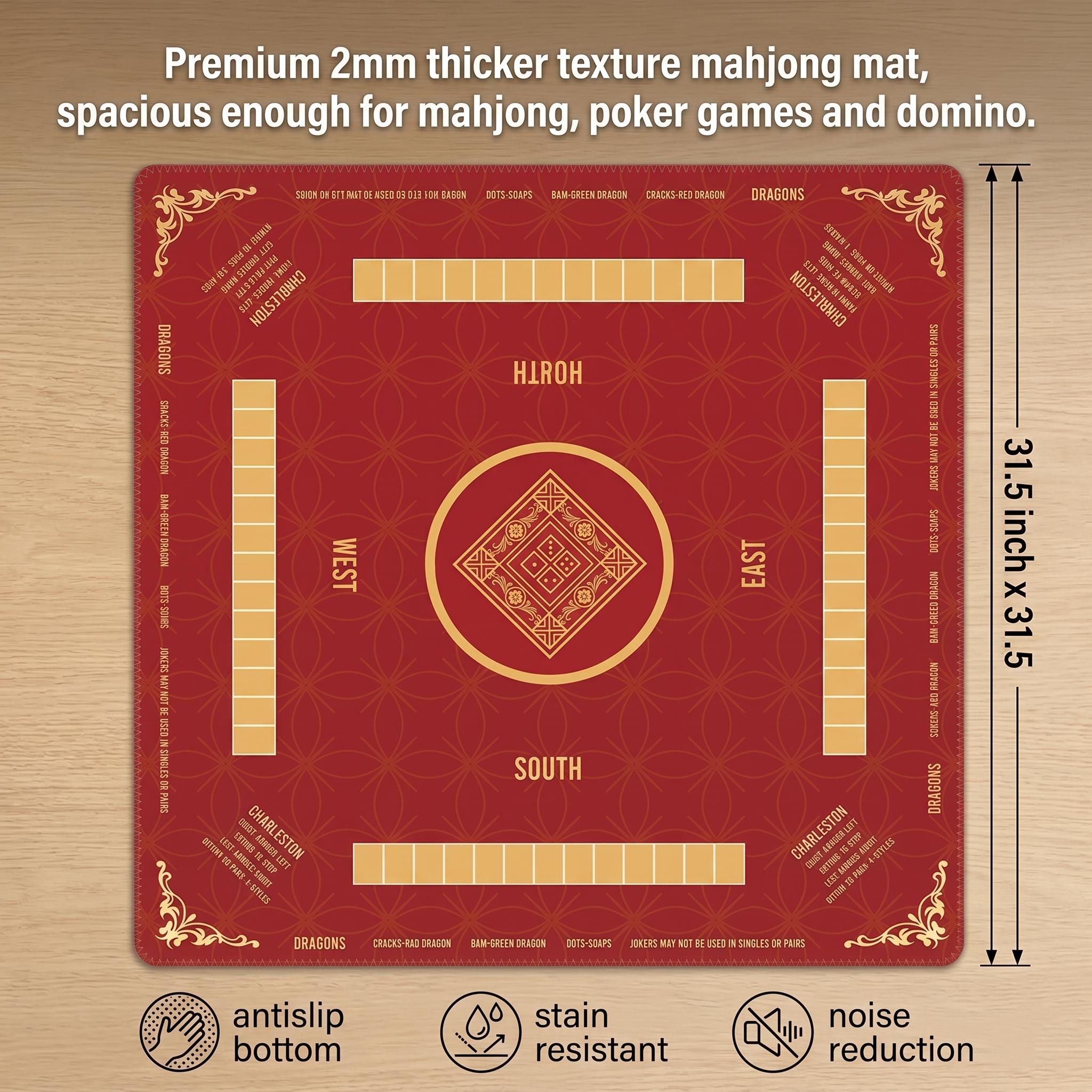 Elegant Red & Gold Mahjong Mat