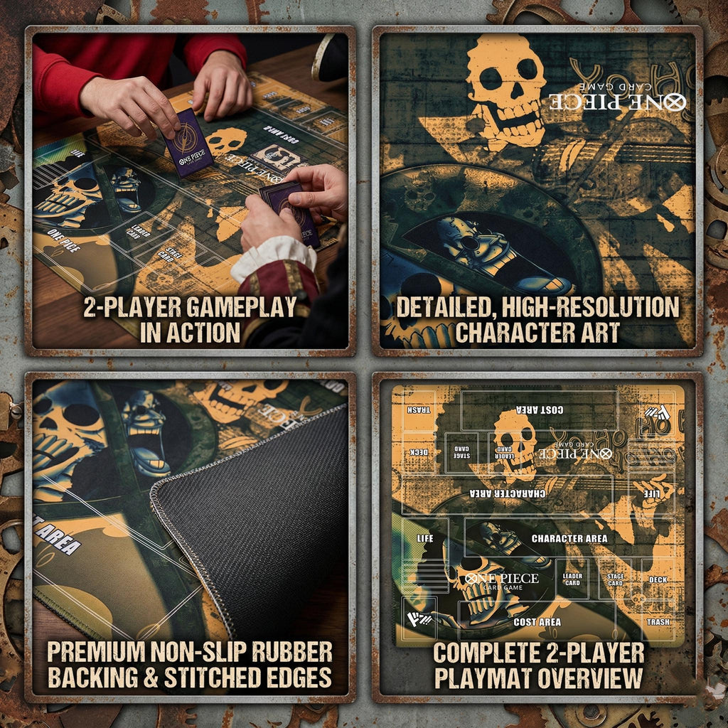 One Piece Card Game Playmat 2-Player -Soul King Custom TCG Desk Mat - Double Duel Layout Mat 24 x 24" - Custom Anime Card Game Desk Mat