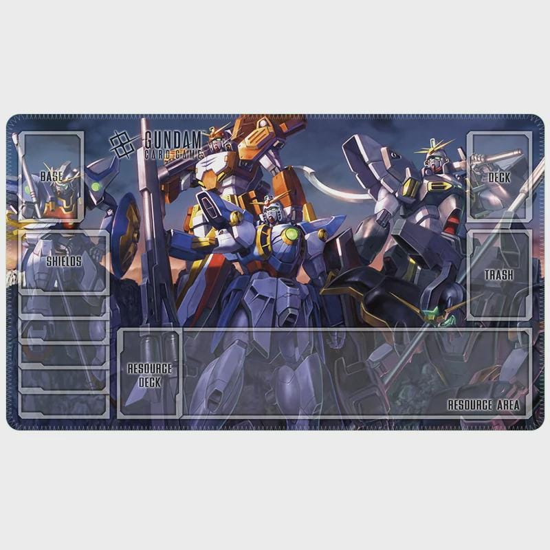 Gundam Card Game Playmat with Zones - 24x14" Gundam Wing TCG Card Mat & Desk Mat - Non-Slip Rubber Base GCG Gaming Accessory Gift for Fans