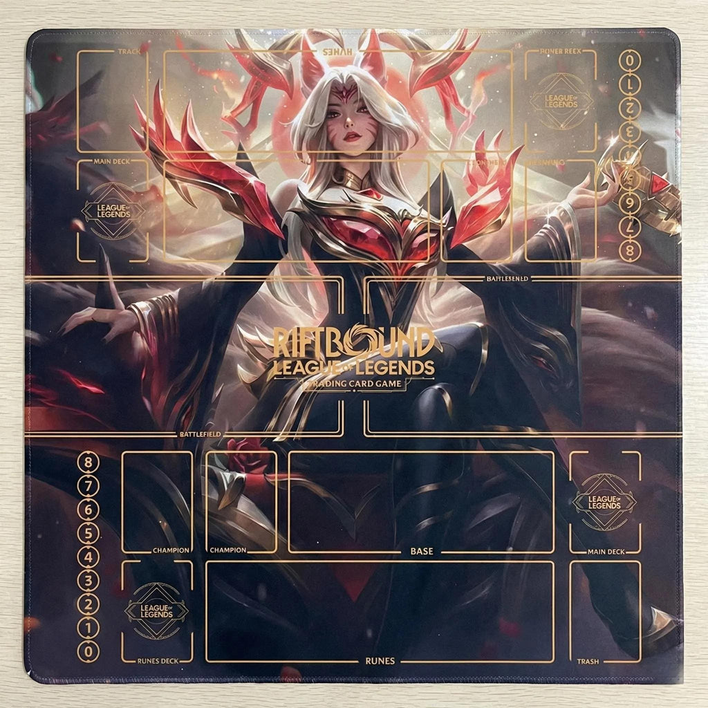 Ahri Duo Zones Riftbound Playmat - League of Legends Inspired Trading Card Game - 24" x 24" inches (60 x 60 cm) Two Player Battlefield Mat