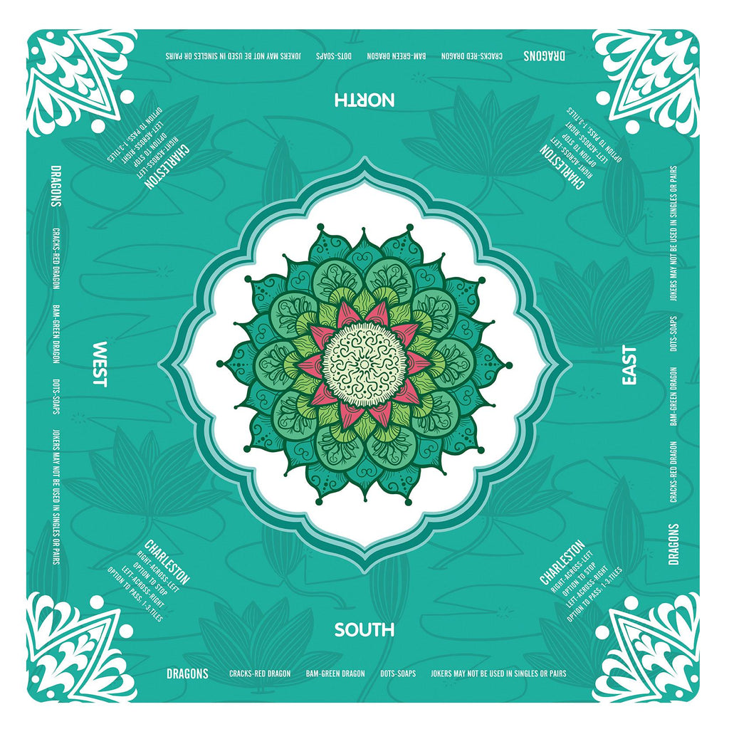 Mandala Mahjong Mat with Instructions, NMJL Play Mat with Charleston Rules, Mahjong Accessories