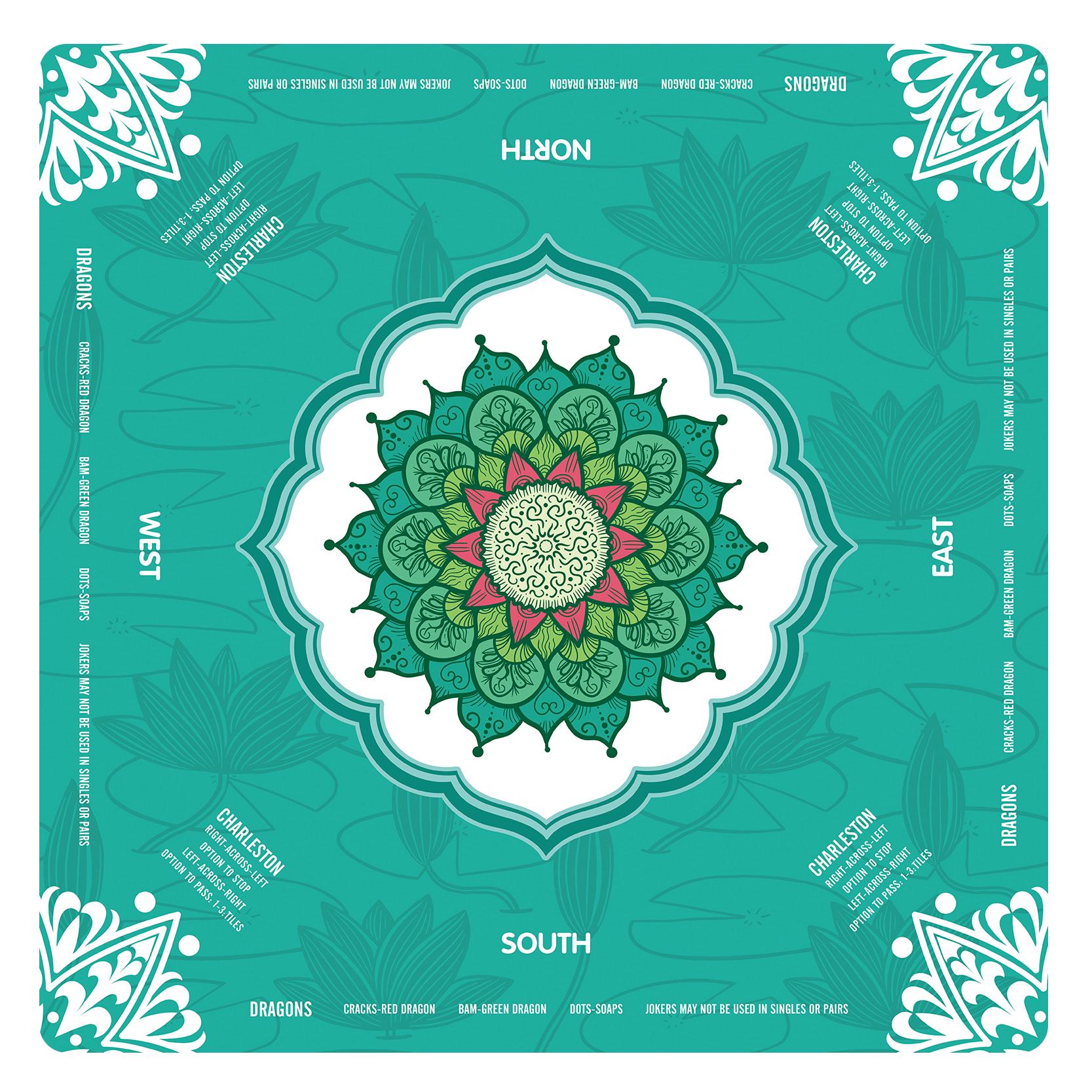 Mandala Mahjong Mat with Instructions, NMJL Play Mat with Charleston Rules, Mahjong Accessories