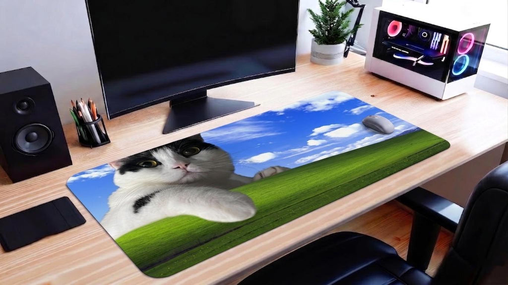 Cat On Windows Home Screen Desk Mat