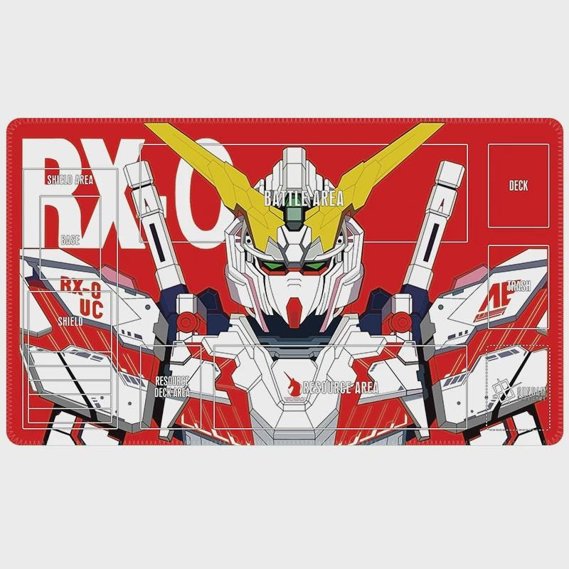 Gundam RX-0 Playmat, Mobile Suit Fandom TCG Desk Mat, 24x14" Trading Card Game Pad