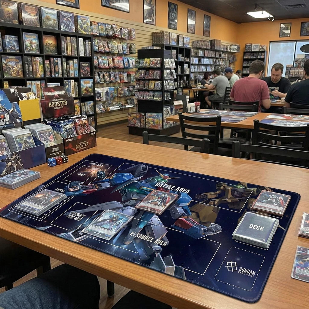 Zeta Gundam TCG Playmat with Zones - MSZ-006 Mobile Suit Card Game Mat - 24x14 Gaming Desk Mat - Mecha Anime Fan Gift