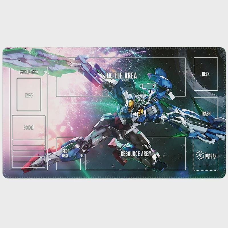GNT-0000 00 Gundam TCG Playmat, 24x14" Mobile Suit Desk Mat, Pro Card Gaming Pad, Fan Art Gamer Gift